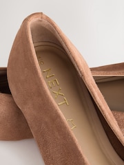 Tan Brown Suede Extra Wide Fit Forever Comfort® Leather Round Toe Ballerinas - Image 10 of 11