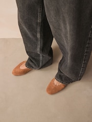 Tan Brown Suede Extra Wide Fit Forever Comfort® Leather Round Toe Ballerinas - Image 6 of 11
