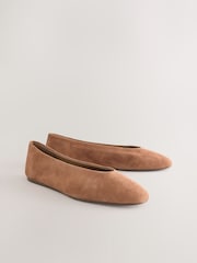 Tan Brown Suede Extra Wide Fit Forever Comfort® Leather Round Toe Ballerinas - Image 7 of 11