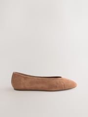 Tan Brown Suede Extra Wide Fit Forever Comfort® Leather Round Toe Ballerinas - Image 8 of 11