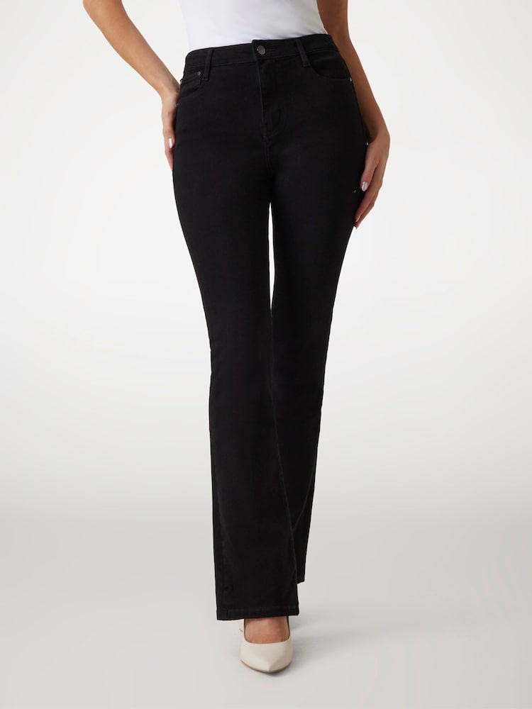 Guess High Rise Patterned Flare Leg 100% Cotton Black Jeans - Image 1 of 5