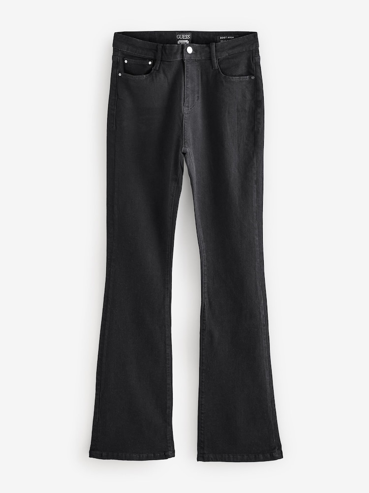 Guess High Rise Patterned Flare Leg 100% Cotton Black Jeans - Image 5 of 5
