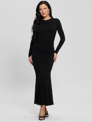 Guess Drew Knitted Long Sleeve Bodycon 100% Cotton Black Dress - Image 1 of 6