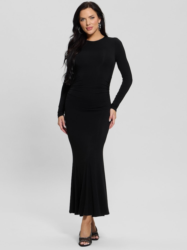 Guess Drew Knitted Long Sleeve Bodycon 100% Cotton Black Dress - Image 1 of 6