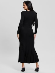 Guess Drew Knitted Long Sleeve Bodycon 100% Cotton Black Dress - Image 2 of 6
