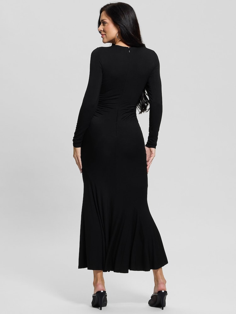 Guess Drew Knitted Long Sleeve Bodycon 100% Cotton Black Dress - Image 2 of 6