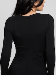 Guess Drew Knitted Long Sleeve Bodycon 100% Cotton Black Dress - Image 5 of 6