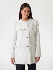 Guess Noelie Tweed 100% Cotton White Jacket - Image 1 of 5