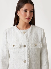 Guess Noelie Tweed 100% Cotton White Jacket - Image 4 of 5