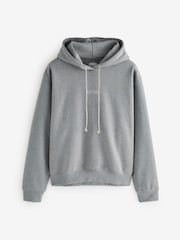 Guess Grey Metallic Back Graphic Logo 100% Cotton Hoodie - Image 1 of 2