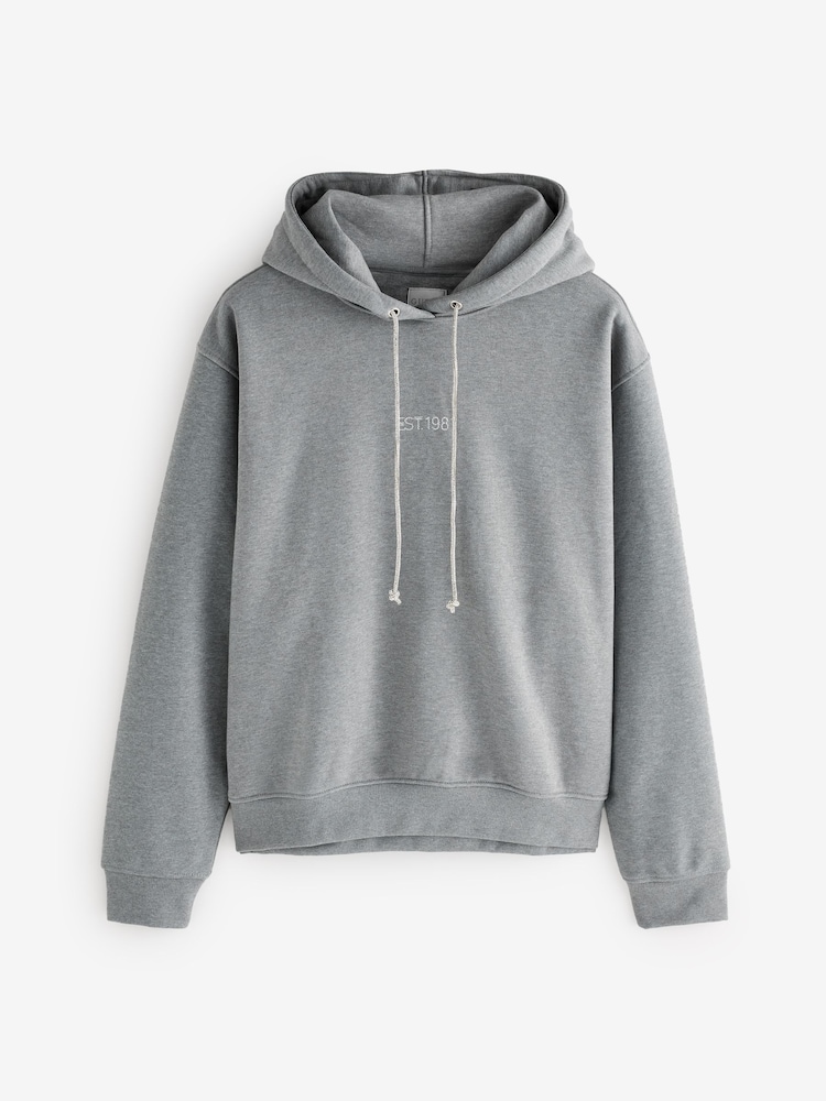 Guess Grey Metallic Back Graphic Logo 100% Cotton Hoodie - Image 1 of 2
