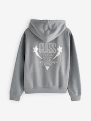 Guess Grey Metallic Back Graphic Logo 100% Cotton Hoodie - Image 2 of 2