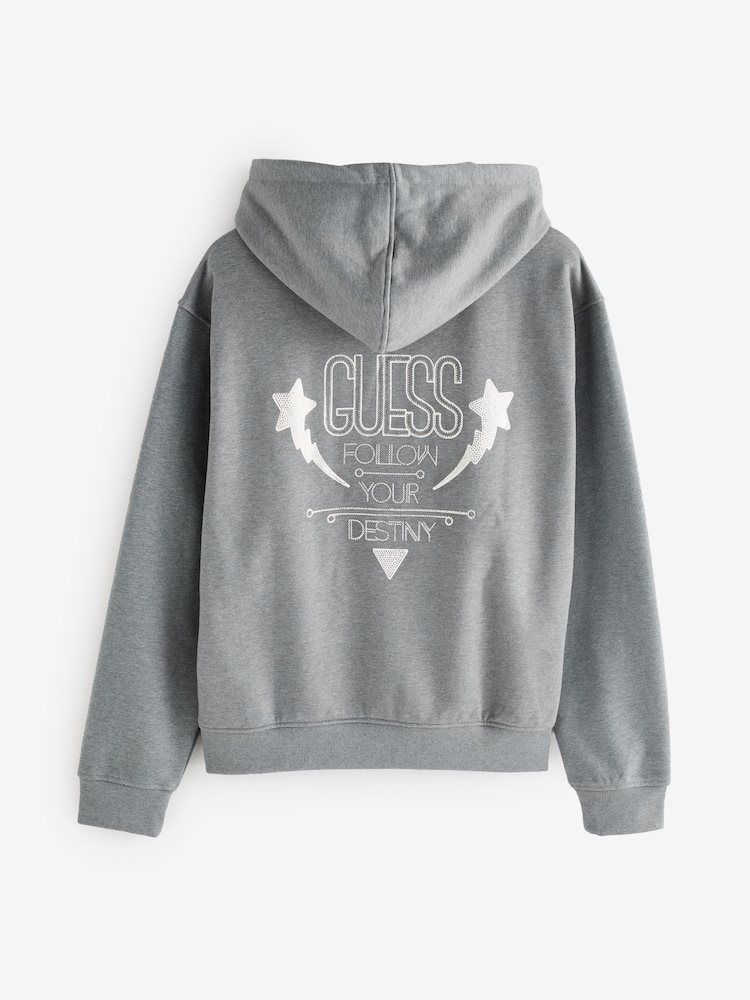 Guess Grey Metallic Back Graphic Logo 100% Cotton Hoodie - Image 2 of 2