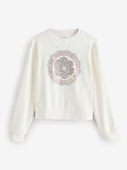 Guess Peony Graphic Logo 100% Cotton White Sweatshirt - Image 1 of 1