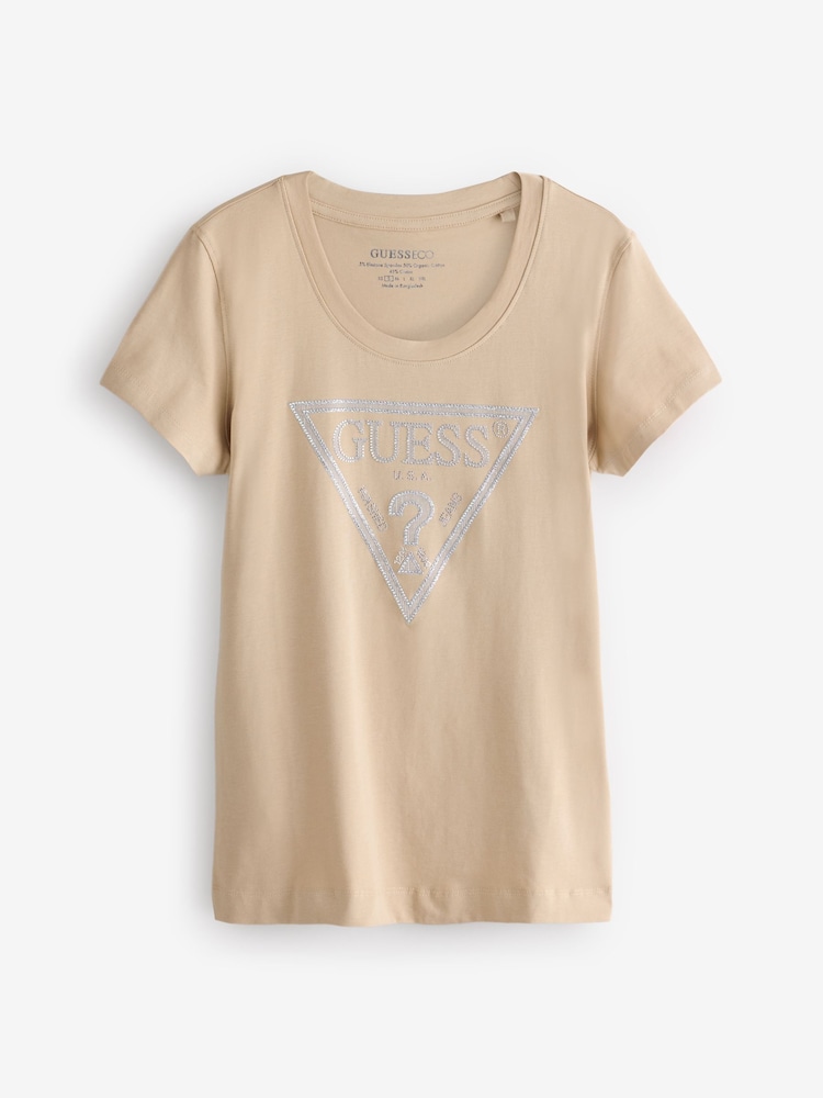 Guess Triangle Logo Short Sleeve 100% Cotton T-Shirt - Image 1 of 1