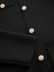 Black Smart Button Up Collared Knit Jacket - Image 7 of 8