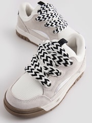 White Standard Fit (F) Chunky Lace Skate Trainers - Image 3 of 5