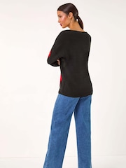 Roman Red V-Neck Heart Detail Knit Jumper - Image 4 of 6