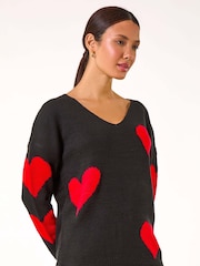 Roman Red V-Neck Heart Detail Knit Jumper - Image 5 of 6