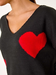 Roman Red V-Neck Heart Detail Knit Jumper - Image 6 of 6