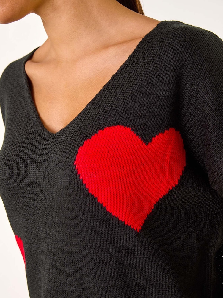 Roman Red V-Neck Heart Detail Knit Jumper - Image 6 of 6