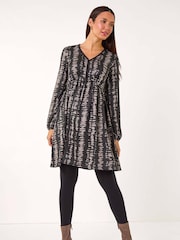 Roman Black Abstract Print Soft Knit Dress - Image 2 of 5