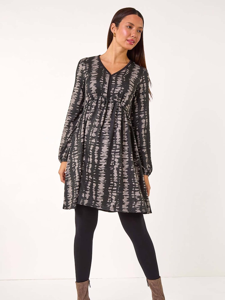 Roman Black Abstract Print Soft Knit Dress - Image 2 of 5