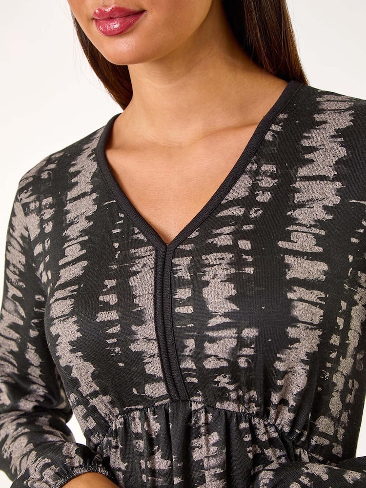 Roman Black Abstract Print Soft Knit Dress - Image 5 of 5