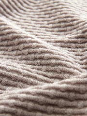 Neutral Regular Fit Signature 100% Merino Textured Short Sleeve Quarter Zip Knit Polo Shirt - Image 7 of 7