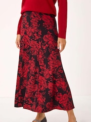 Roman Red Rose Print A-Line Midi Skirt - Image 4 of 5
