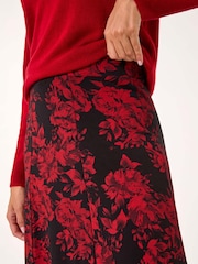 Roman Red Rose Print A-Line Midi Skirt - Image 5 of 5