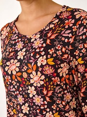 Roman Orange Floral Print Jersey Tunic Top - Image 6 of 6