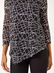 Roman – Stretch-Oberteil mit linearem Print und asymmetrischem Saum - Bild 5 von 5