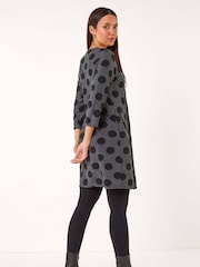 Roman Grey A-Line Spot Print Dress - Image 3 of 5
