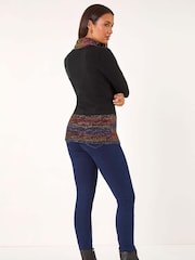 Roman Red Colour Block Overlap V-Neck Jumper - Image 3 of 5