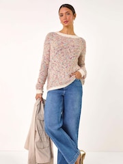 Roman Black Contrast Fluffy Knit Jumper - Image 2 of 5