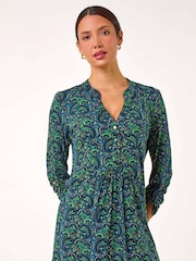 Roman Green Paisley Tunic Top - Image 1 of 5