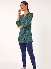 Roman Green Paisley Tunic Top - Image 2 of 5