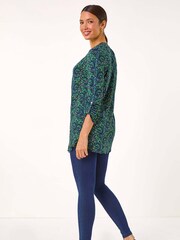 Roman Green Paisley Tunic Top - Image 3 of 5