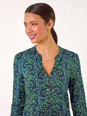 Roman Green Paisley Tunic Top - Image 4 of 5