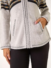 Roman Grey Nordic Print Knitted Zip Up Hoodie - Image 5 of 5