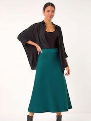Roman Green Dark Knitted Midi Stretch Skirt - Image 2 of 5