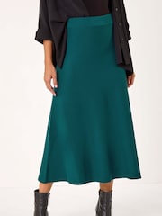 Roman Green Dark Knitted Midi Stretch Skirt - Image 4 of 5