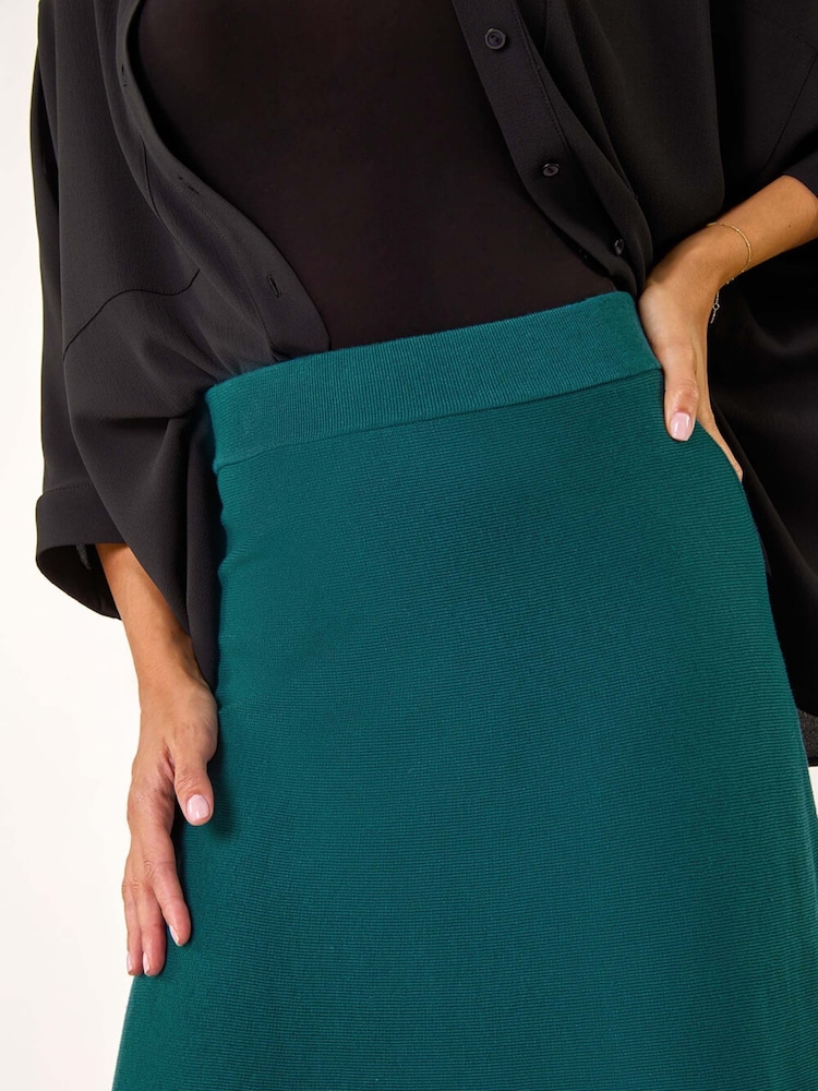 Roman Green Dark Knitted Midi Stretch Skirt - Image 5 of 5