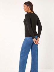 Roman Black Soft Crew Embroidered Sweater - Image 3 of 5