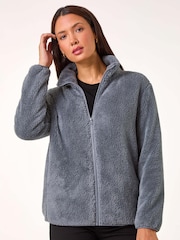 Roman Grey Soft Sherpa Fleece Jacket - Image 1 of 5