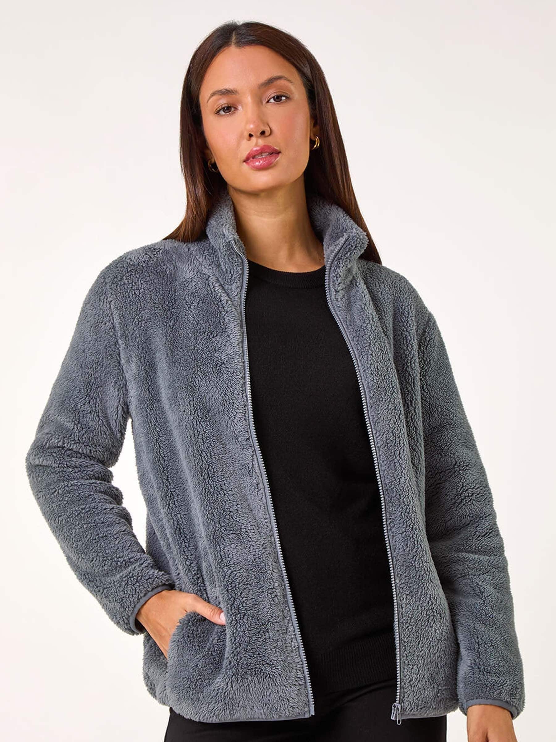 Buy Roman Grey Soft Sherpa Fleece Jacket from Next South Africa