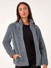 Roman Grey Soft Sherpa Fleece Jacket - Image 4 of 5