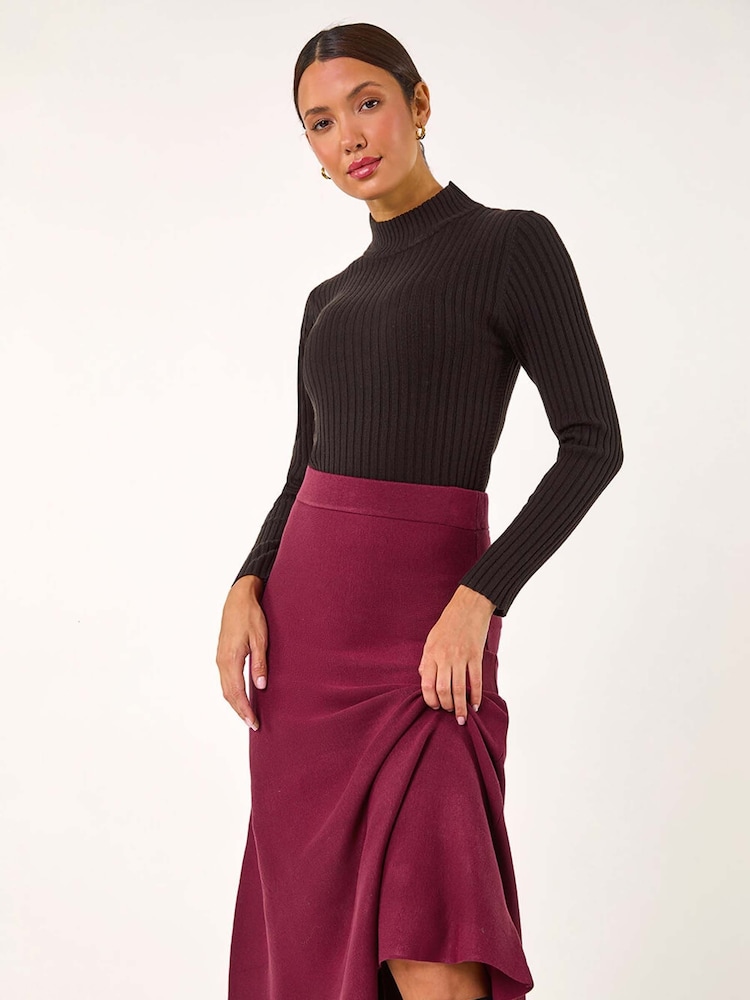 Roman Red Knitted Midi Stretch Skirt - Image 1 of 5