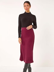 Roman Red Knitted Midi Stretch Skirt - Image 2 of 5